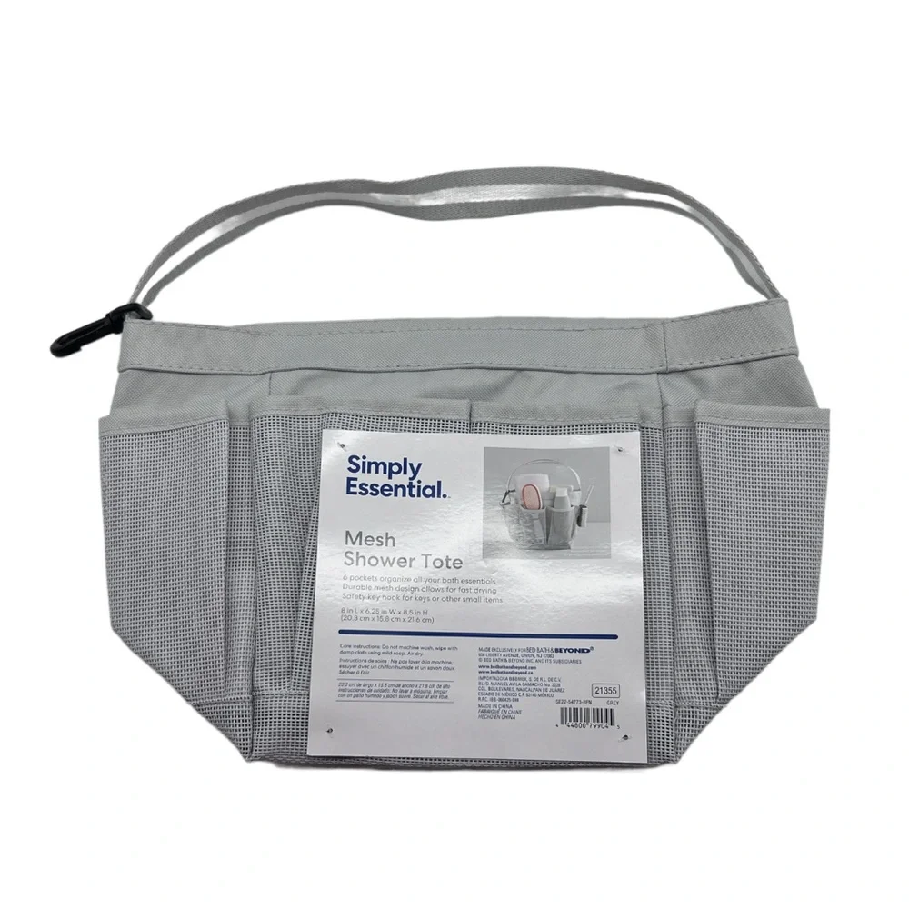 Simply Essential Mesh Shower Tote in Grey